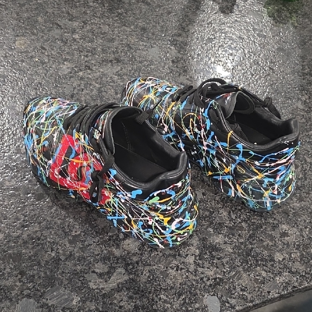 Black Multi-Color Splatter Sneakers